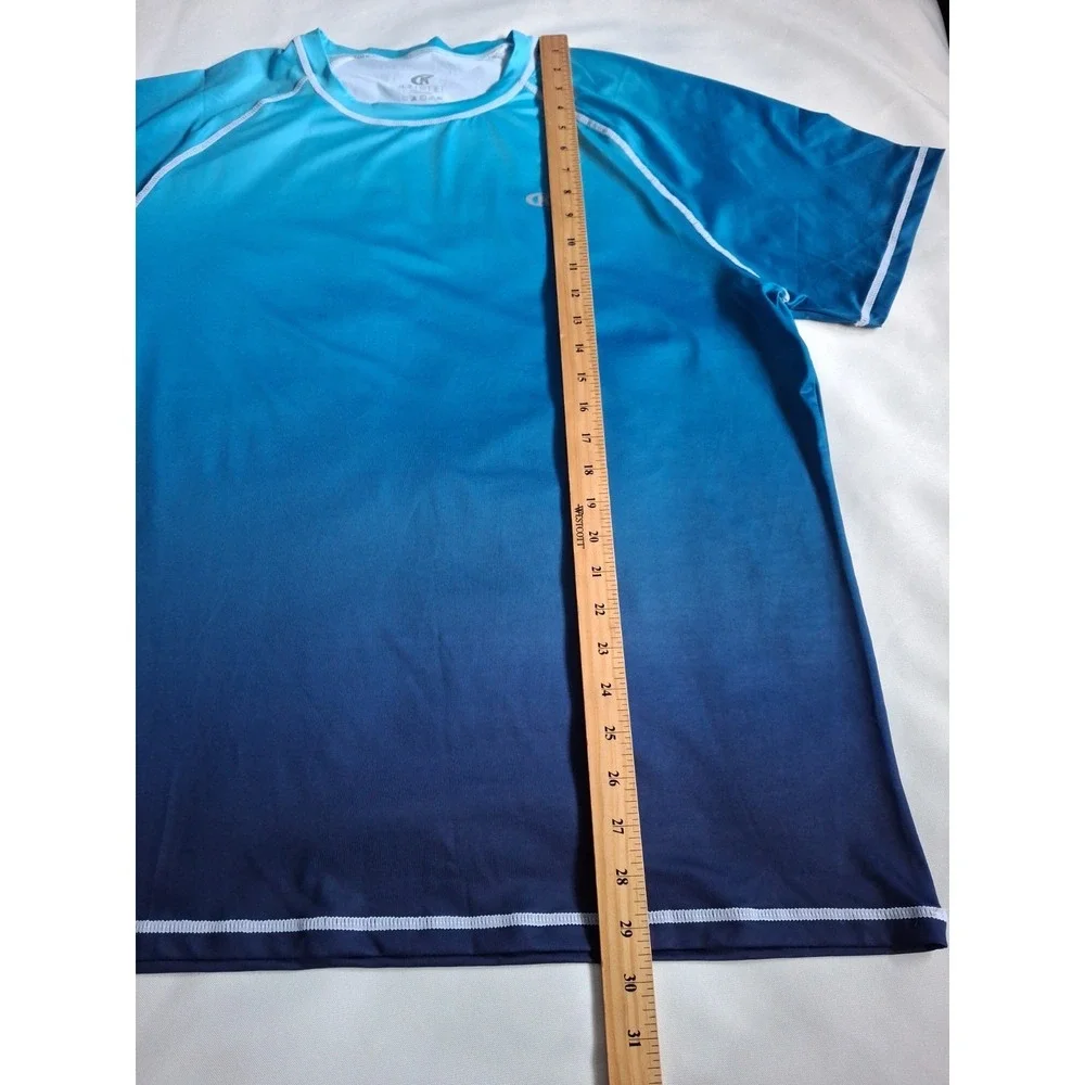 Swim Shirt Short Sleeve Men's Quick  Dry Running  Upf50+sun Top Blue  Size XL